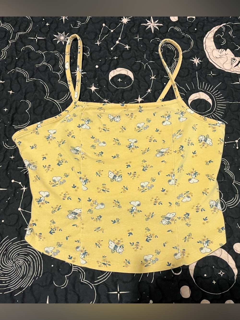Peanuts Snoopy Cropped Floral Tank Top